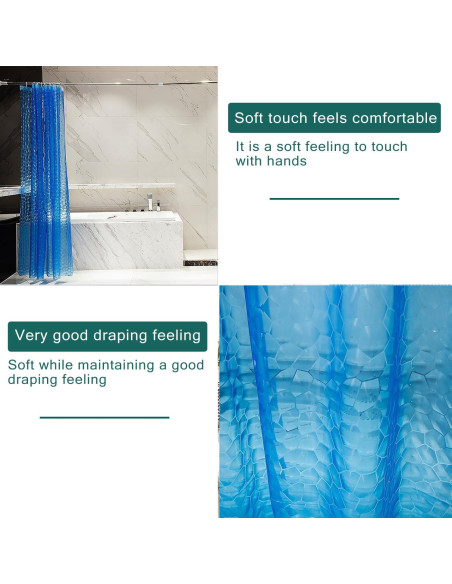 Forro de Ducha EVA LQFMEHOT 72x72cm Azul Impermeable 3D