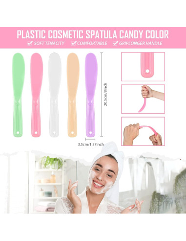 10 Espátulas Plásticas Cosméticas Yuxung Coloridas para Facial