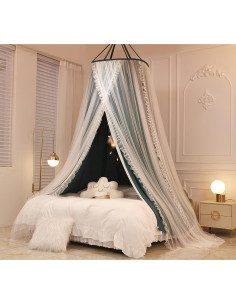 Cortina de Cama de Dosel Princesa VETHIN Verde/Blanco 2.09kg 2