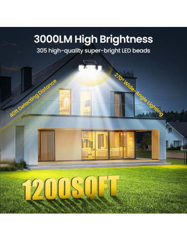 Lámpara Solar Noctila LT00101 305 LED 3000LM Sensor Movimiento