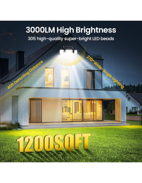 Lámpara Solar Noctila LT00101 305 LED 3000LM Sensor Movimiento