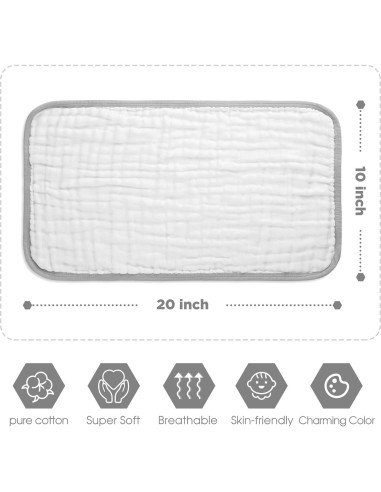 Paños de Eructo MUKIN para Bebés - Algodón Suave 6 Piezas 20x10 cm