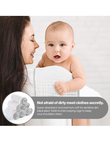 Paños de Eructo MUKIN para Bebés - Algodón Suave 6 Piezas 20x10 cm