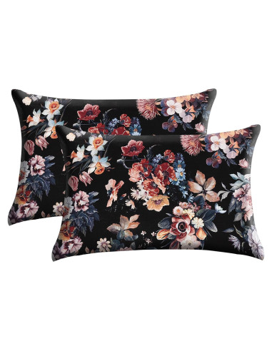 Funda de Almohada de Satén GABraden 2PCS Estándar 66x51cm Negro