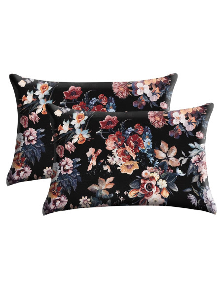 Funda de Almohada de Satén GABraden 2PCS Estándar 66x51cm Negro