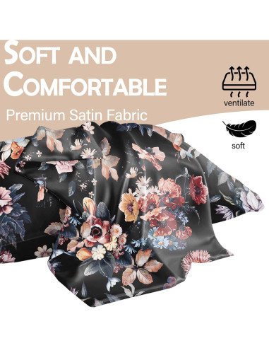 Funda de Almohada de Satén GABraden 2PCS Estándar 66x51cm Negro