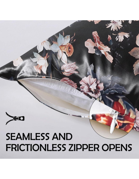 Funda de Almohada de Satén GABraden 2PCS Estándar 66x51cm Negro