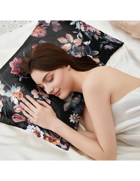 Funda de Almohada de Satén GABraden 2PCS Estándar 66x51cm Negro