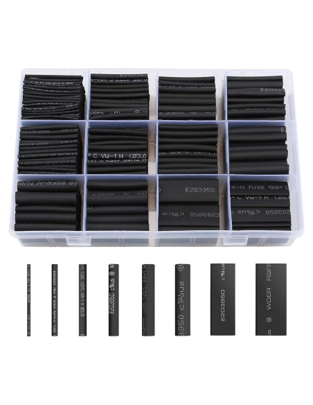Kit 650 Tubos Termoretráctiles Negros innhom 2:1 Aislantes