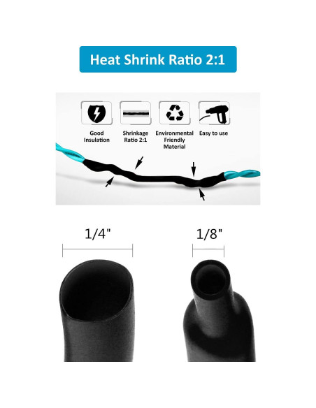 Kit 650 Tubos Termoretráctiles Negros innhom 2:1 Aislantes