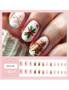 Uñas Postizas Medianas Whiosyrt Navidad 24Pcs Acrílicas 2