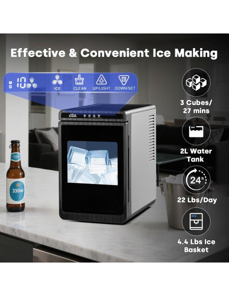 Máquina de Hielo Erivess 10kg/24h Portátil Autolimpiante