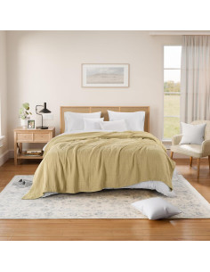 Manta de Muselina Threadmill Queen 100% Algodón Beige 4 Capas 2