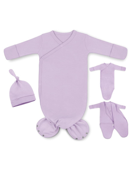 Vestido de Bebé Anudado MVUOCR Algodón 0-6 Meses Lavanda