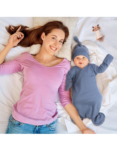 Vestido de Bebé Anudado MVUOCR Algodón 0-6 Meses Lavanda