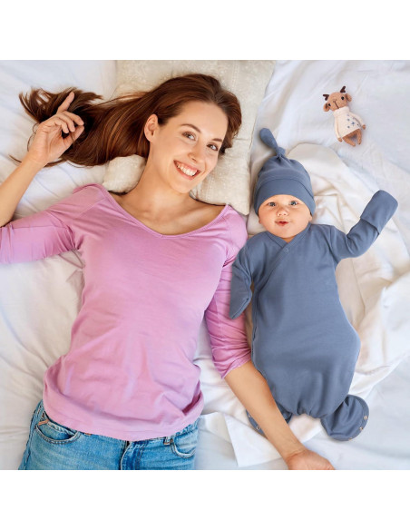 Vestido de Bebé Anudado MVUOCR Algodón 0-6 Meses Lavanda