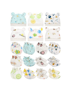 Conjunto Geyoga 18 Piezas: Gorro, Manoplas y Calcetines Bebé 0-6 Meses