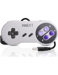 Paquete de 2 Controladores Retro USB iNNEXT SNES Gris/Púrpura 2