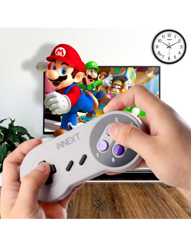 Paquete de 2 Controladores Retro USB iNNEXT SNES Gris/Púrpura