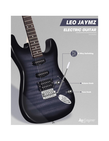 Guitarra Eléctrica Leo Jaymz ST 39" Completo con Amplificador 5W