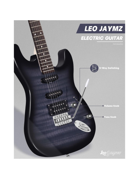 Guitarra Eléctrica Leo Jaymz ST 39" Completo con Amplificador 5W