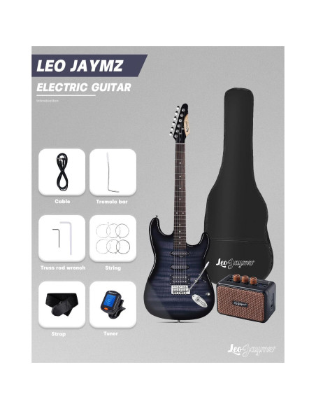 Guitarra Eléctrica Leo Jaymz ST 39" Completo con Amplificador 5W