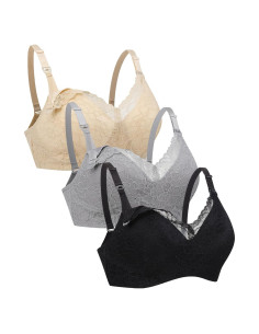 Sujetador de Lactancia Sin Aros Suekaphin Encaje Floral Mediano