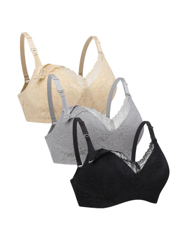 Sujetador de Lactancia Sin Aros Suekaphin Encaje Floral Mediano