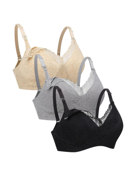 Sujetador de Lactancia Sin Aros Suekaphin Encaje Floral Mediano