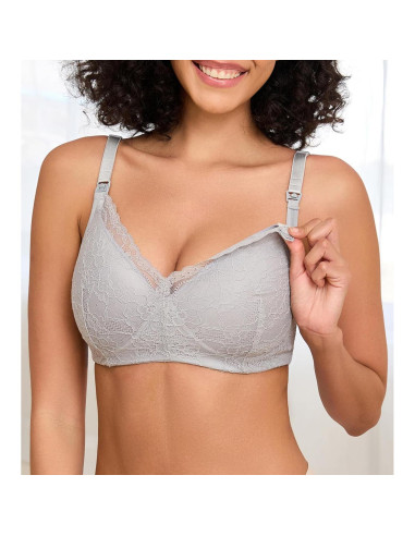 Sujetador de Lactancia Sin Aros Suekaphin Encaje Floral Mediano