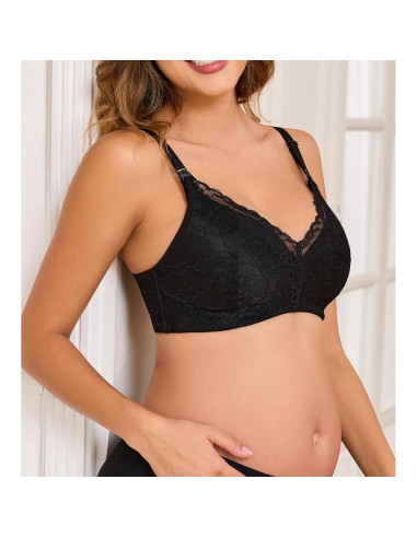 Sujetador de Lactancia Sin Aros Suekaphin Encaje Floral Mediano