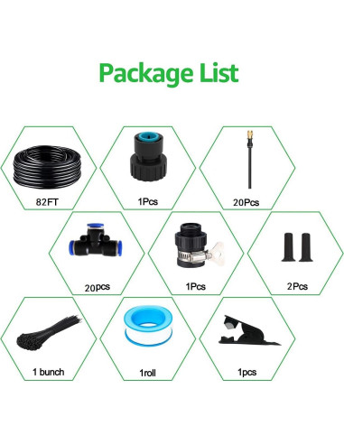 Kit de Riego Automático WCBMIRRI 25m con Goteadores Ajustables