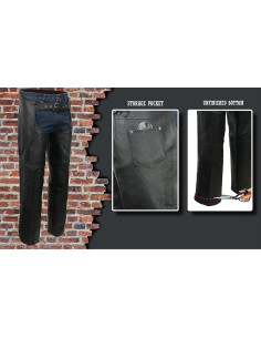 Chaps de Motocicleta Event Leather EL1117BO Cuero Negro 9X 2