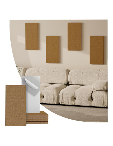 4 Paneles Acústicos Autoadhesivos Reverbeon 61x30.5cm Marrón