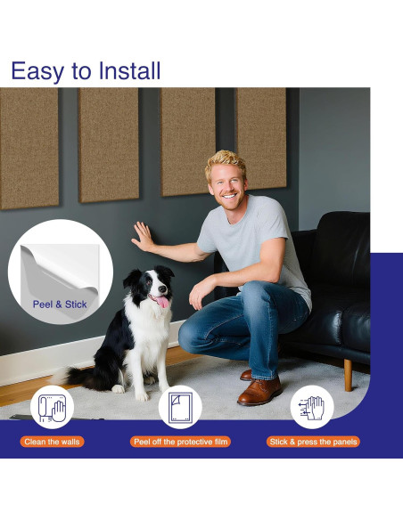 4 Paneles Acústicos Autoadhesivos Reverbeon 61x30.5cm Marrón