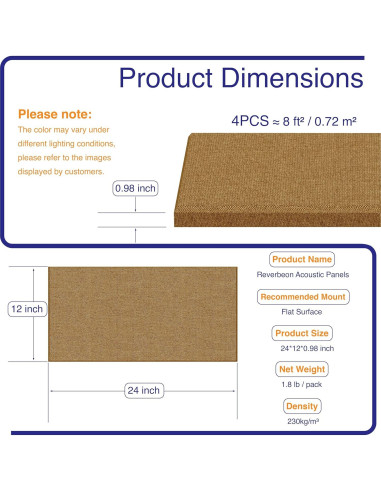 4 Paneles Acústicos Autoadhesivos Reverbeon 61x30.5cm Marrón