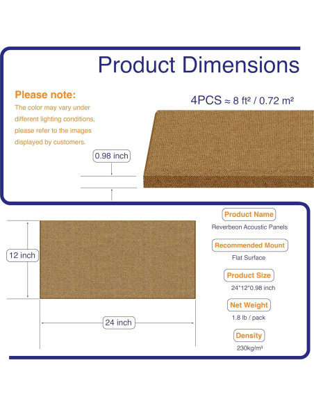 4 Paneles Acústicos Autoadhesivos Reverbeon 61x30.5cm Marrón