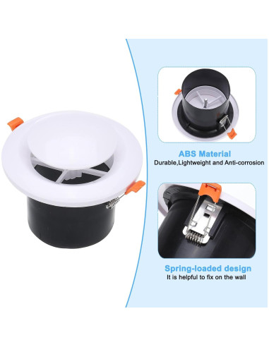 Ventilación Redonda Ajustable PATIKIL 10 cm 2pcs Blanco