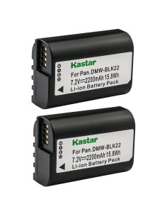 Kastar Paquete de 2 Baterías Litio-Ion DMW-BLK22 para Cámaras Panasonic