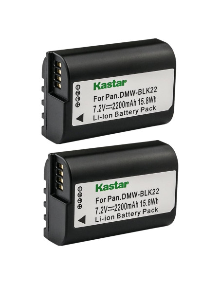 Kastar Paquete de 2 Baterías Litio-Ion DMW-BLK22 para Cámaras Panasonic