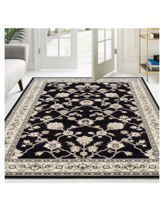 Alfombra de Área Superior Modbury 5' x 8' Negra Floral