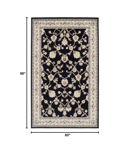 Alfombra de Área Superior Modbury 5' x 8' Negra Floral 2
