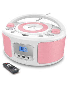 Reproductor de CD portátil Boombox WIITHINK WTB-791 rosa y blanco