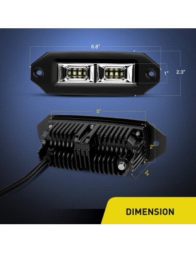 Barra de Luz LED Nilight 40W 12.7x7.6cm Impermeable 2Pcs