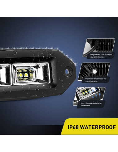 Barra de Luz LED Nilight 40W 12.7x7.6cm Impermeable 2Pcs