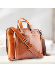 Bolsa de cuero genuino Liberty para laptop 15.6" marrón 2