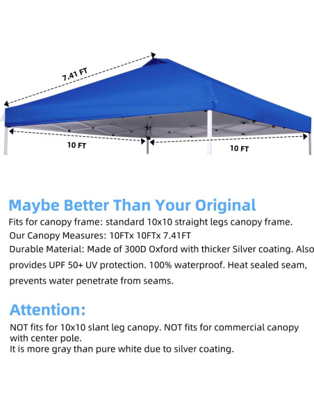 Cubierta de Reemplazo para Carpa Birodeko 10x10ft Azul