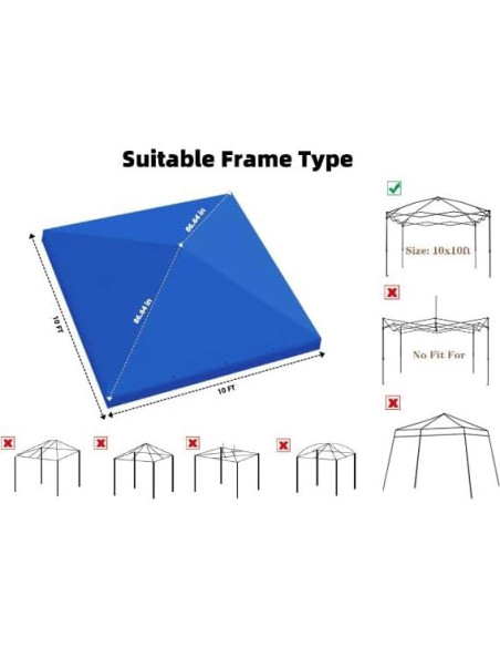 Cubierta de Reemplazo para Carpa Birodeko 10x10ft Azul