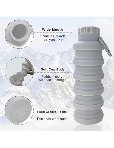 Botella de Agua Plegable YCT 500ml Silicona A Prueba de Fugas