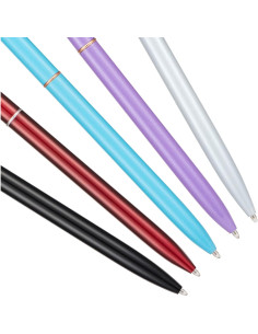 Juego de 5 bolígrafos de metal Wikult, tinta negra, diseño delgado 2